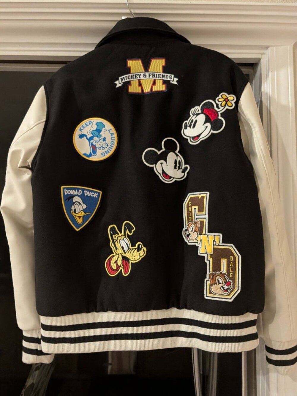 NWT Disney Black and White Unisex Varsity Mickey Jacket - Picture 2 of 2